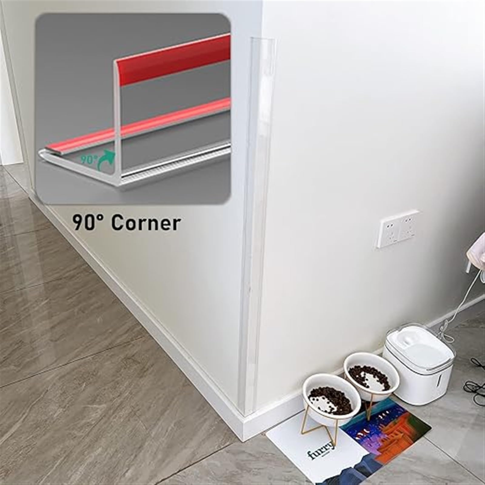 Alfombrillas protectoras, Tira de moldura esquina transparente(W 4cm/1.57in,200cm/78.7in)