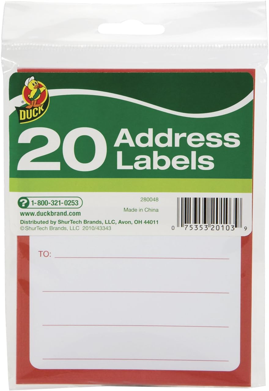 Duck Brand To/From Pressure-Sensitive Address Mailing Labels, 20 Label Pack (280048), White : Office Products