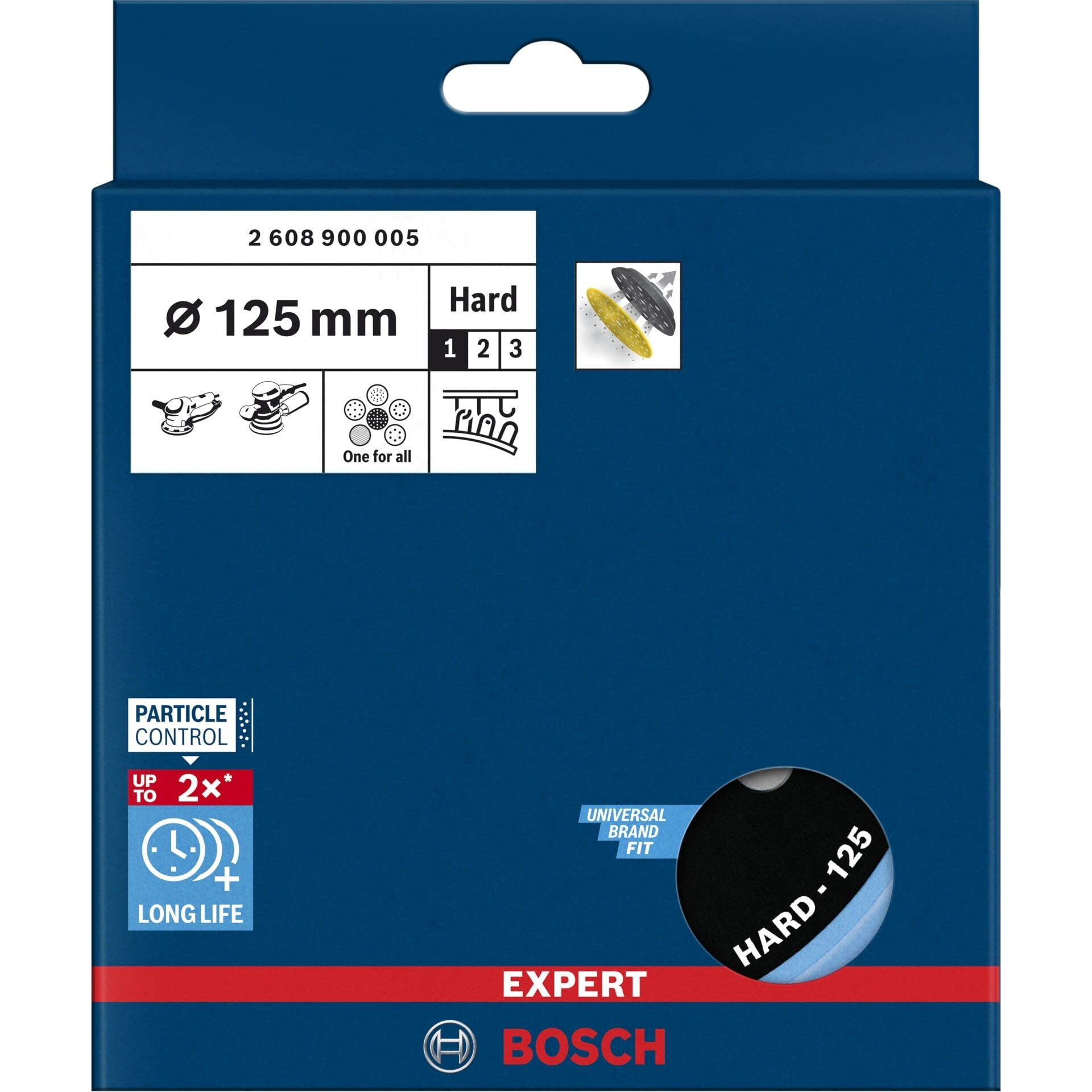 Bosch Platorello universale multiforo EXPERT 125mm, rigido per levigatrice rotorbitale