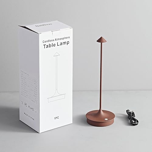 Miniatura 9 de LJXiioo Lámpara de mesa inalámbrica, luz de mesa recargable, lámpara de escritorio LED alimentada por pilas, lámpara de noche con atenuación