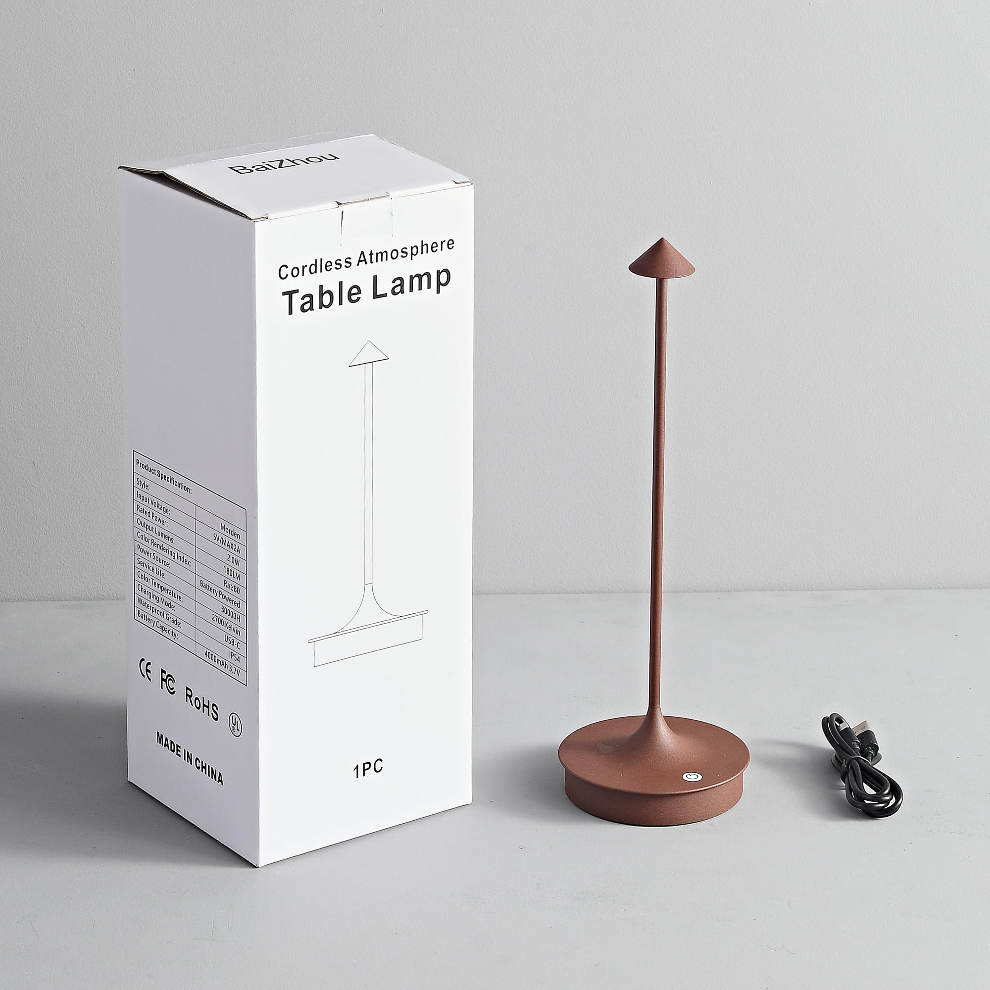 Leomix Kabellos LED Tischleuchte Kabellose Akku Tischlampe Aufladbar 4000mAh Tischlampe Touch Dimmbar Outdoor Tischlampe IP54 Wasserdicht für Restaurant/Bar/Garten/Balkon/Esstisch