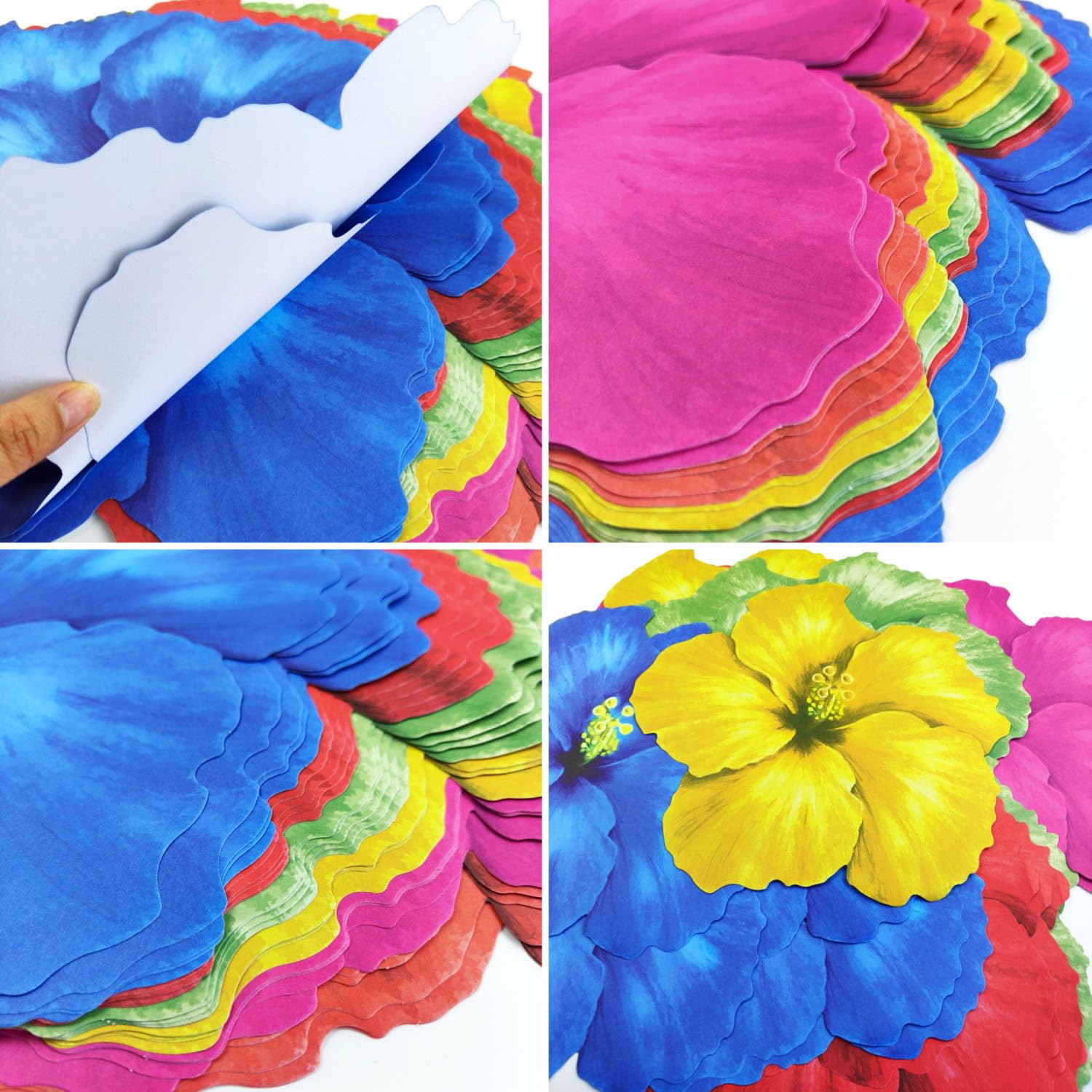 Manteles individuales de papel con forma de flor, manteles individuales de flores de hibisco para platos, decoración del hogar, cena, fiesta (flores de hibisco)