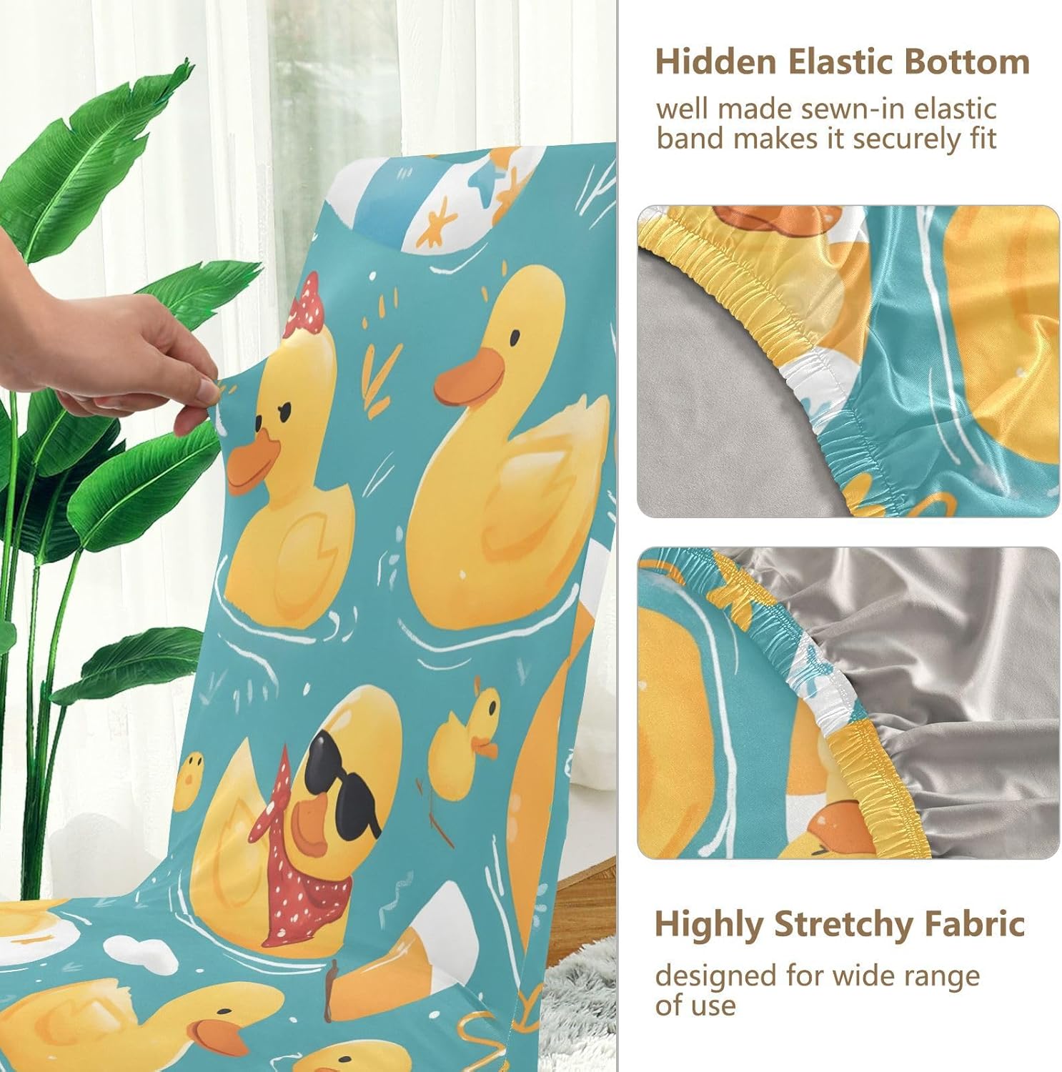 ALAZA Chair Covers for Dining Room, Duck Life Buoy Seamless Stretch Chair Cover Sets Chair Protector Removable Washable for Ktichen Restaurant Hotel