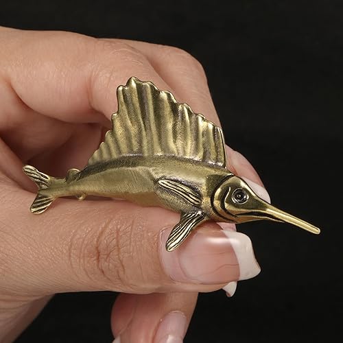 Miniatura 2 de Figuras en miniatura modelo atún de latón, bronce interesante animal marino ornamental estatua de peces escultura para el hogar Bonsái de escritorio