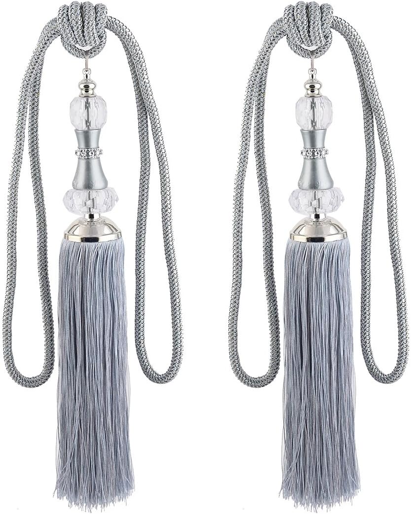Nylon Home Living Room Decor Rope Window Curtain Tassel Tieback Cord Pair Gray (id: e15 89a 00a 748 336