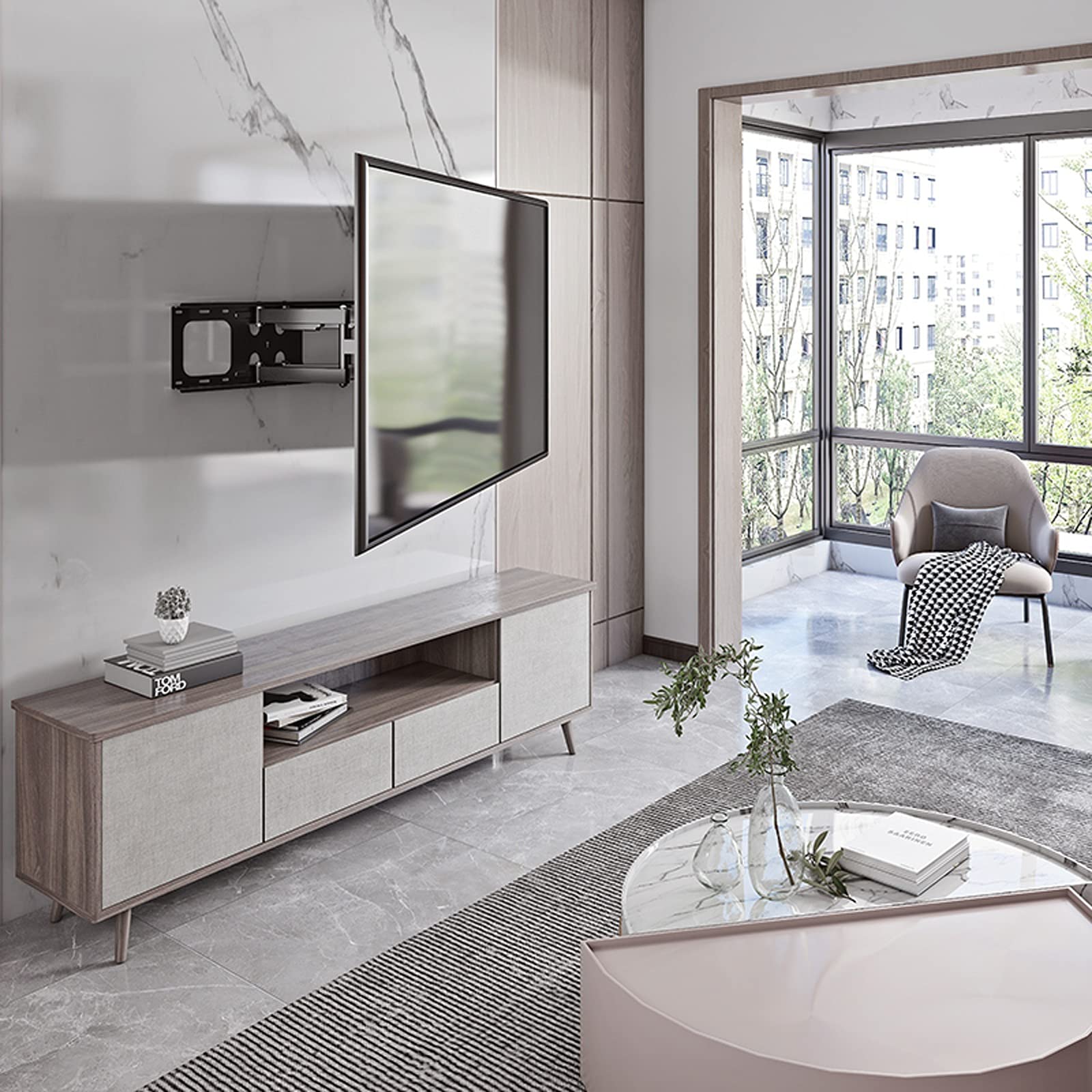 tv Stand Staffa TV a parete pesanti Staffa TV a movimento Full Motion Extension Tilt Tilt Mount 50 "-75" Staffa di montaggio a parete TV universale, supporta fino a 154LBS .per casa, ufficio