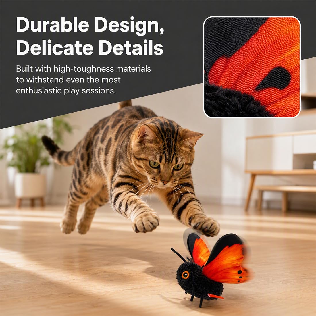 Juguete Interactivo de Mariposa para Gatos con Alas Batientes Realistas, Insecto Móvil para Gatos de Interior, Juego Automático para Ejercicio e Instinto de Caza (Blue,2PCS)