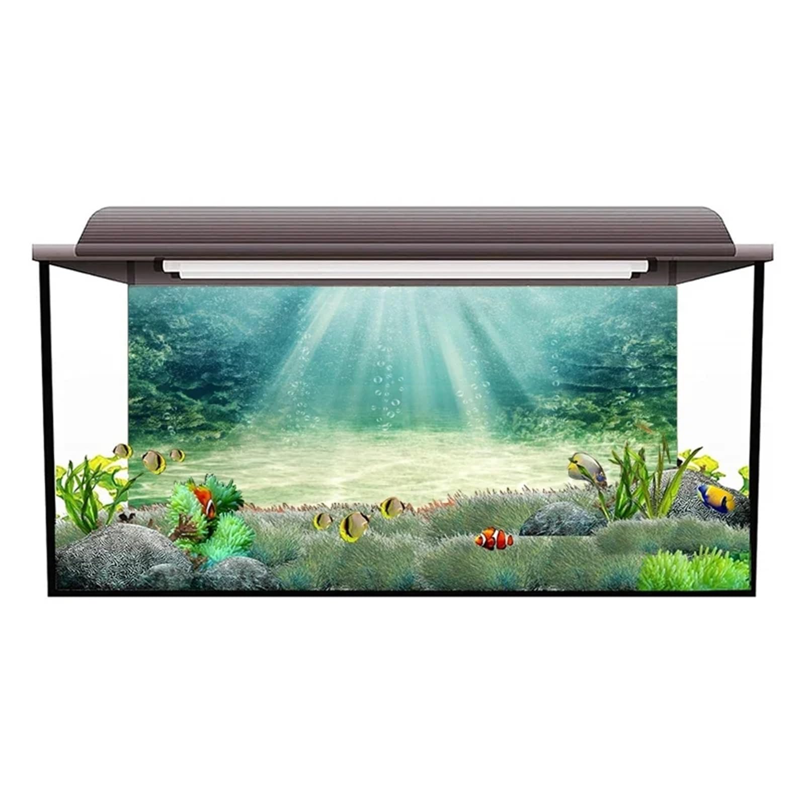 Fond D'Aquarium Affiche de Fond d'aquarium 3D, Autocollant adhésif en PVC, arrière-Plan du Monde sous-Marin, Autocollant de Fond de Plantes d'océan et de mer(White,54x122cm)
