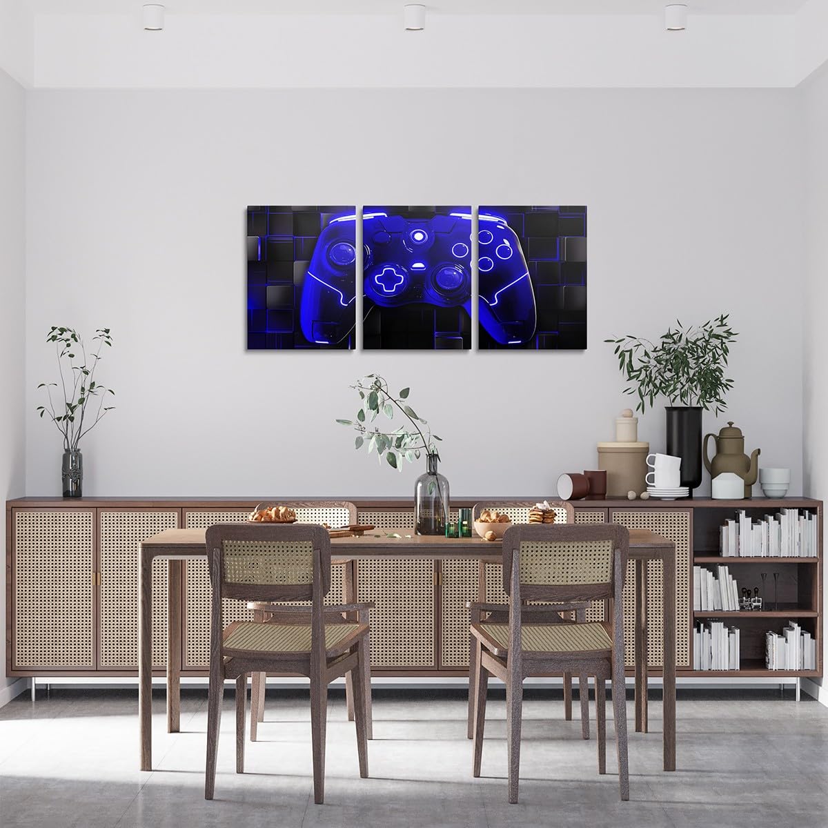 Manfei Stampa artistica da parete su tela con videogiochi blu reale, decorazione da parete per la casa, per soggiorno, camera da letto, poster da parete per bambini, ragazzi e ragazze, 30,5 x 40,6 cm