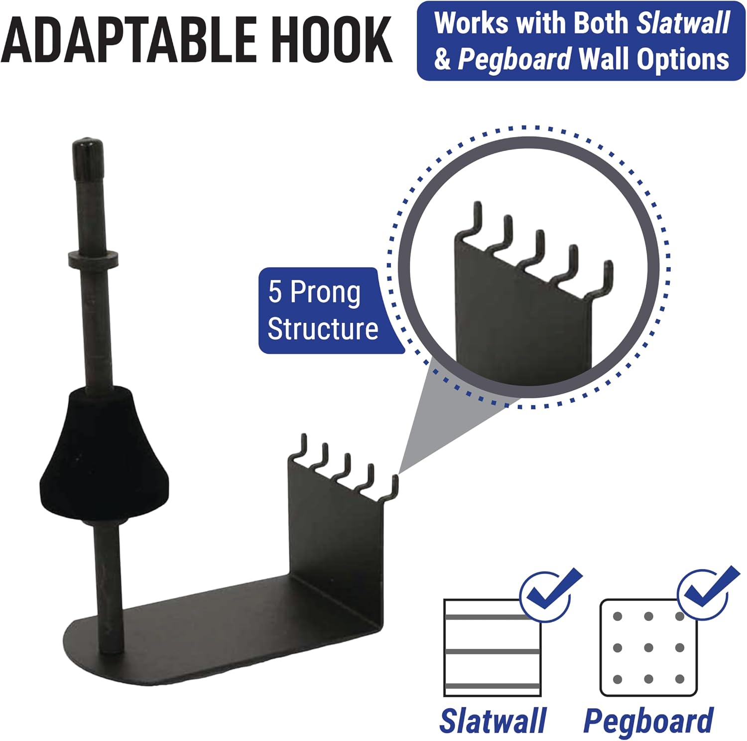 Trombone Holder – Slatwall and Pegboard Mount Display (Quantity 1) (1, Black)