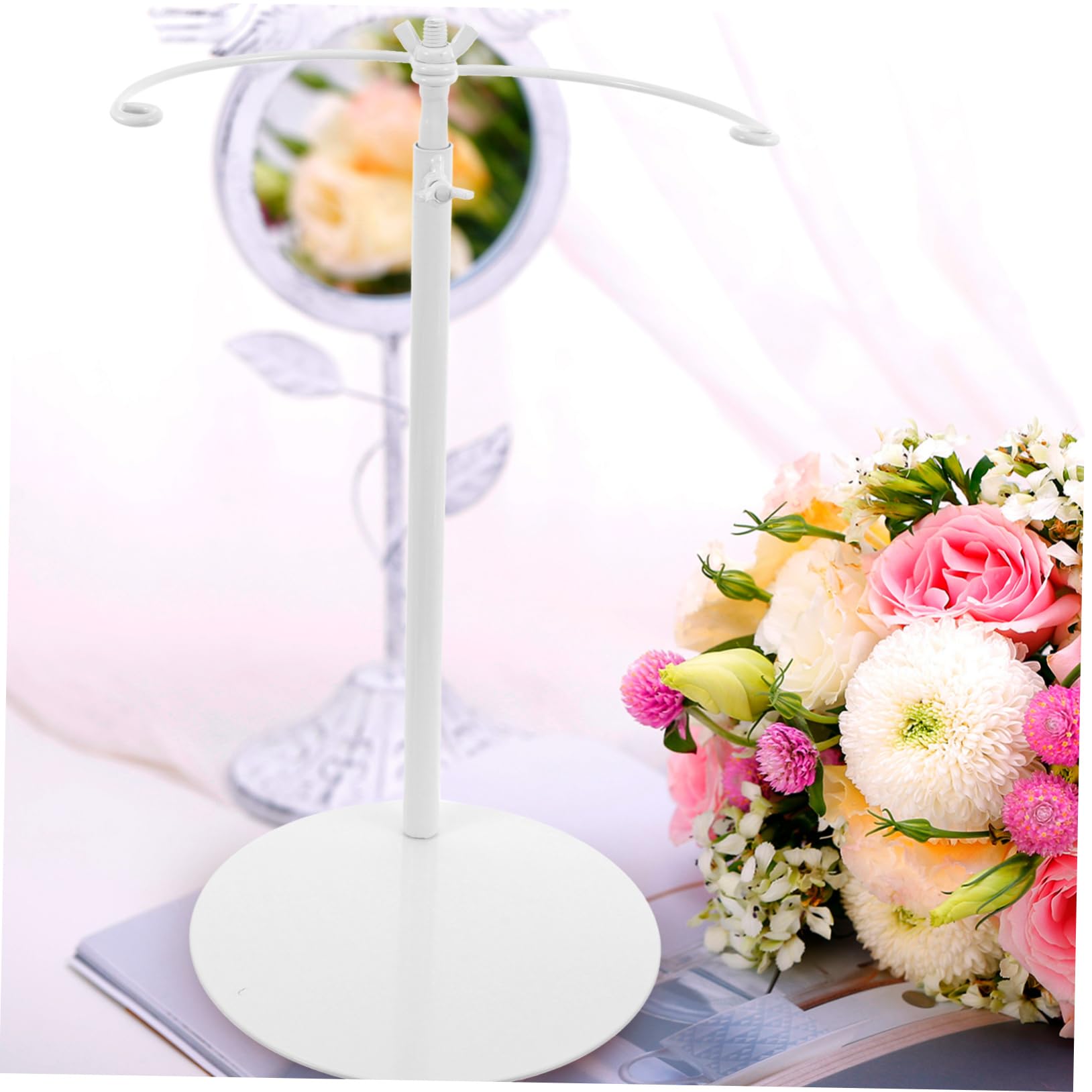 Toddmomy Supporto per Bouquet Regolabile in Ferro Bianco, Stelo Stabile