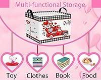 Vista 4 de Cesta para el día de San Valentín para niños, con forma de corazón, contenedores de almacenamiento vacíos para regalos con asas, decoración