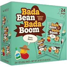 Bada Bean Bada Boom, Crunchy Roasted Broad Bean Snacks Fava, High Protein, Vegan, Gluten-free - 110 Calorie Packs, Ranch, 1 Ounce Pack of 24