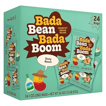 Bada Bean Bada Boom, Crunchy Roasted Broad Bean Snacks Fava, High Protein, Vegan, Gluten-free - 110 Calorie Packs, Ranch, 1 Ounce Pack of 24