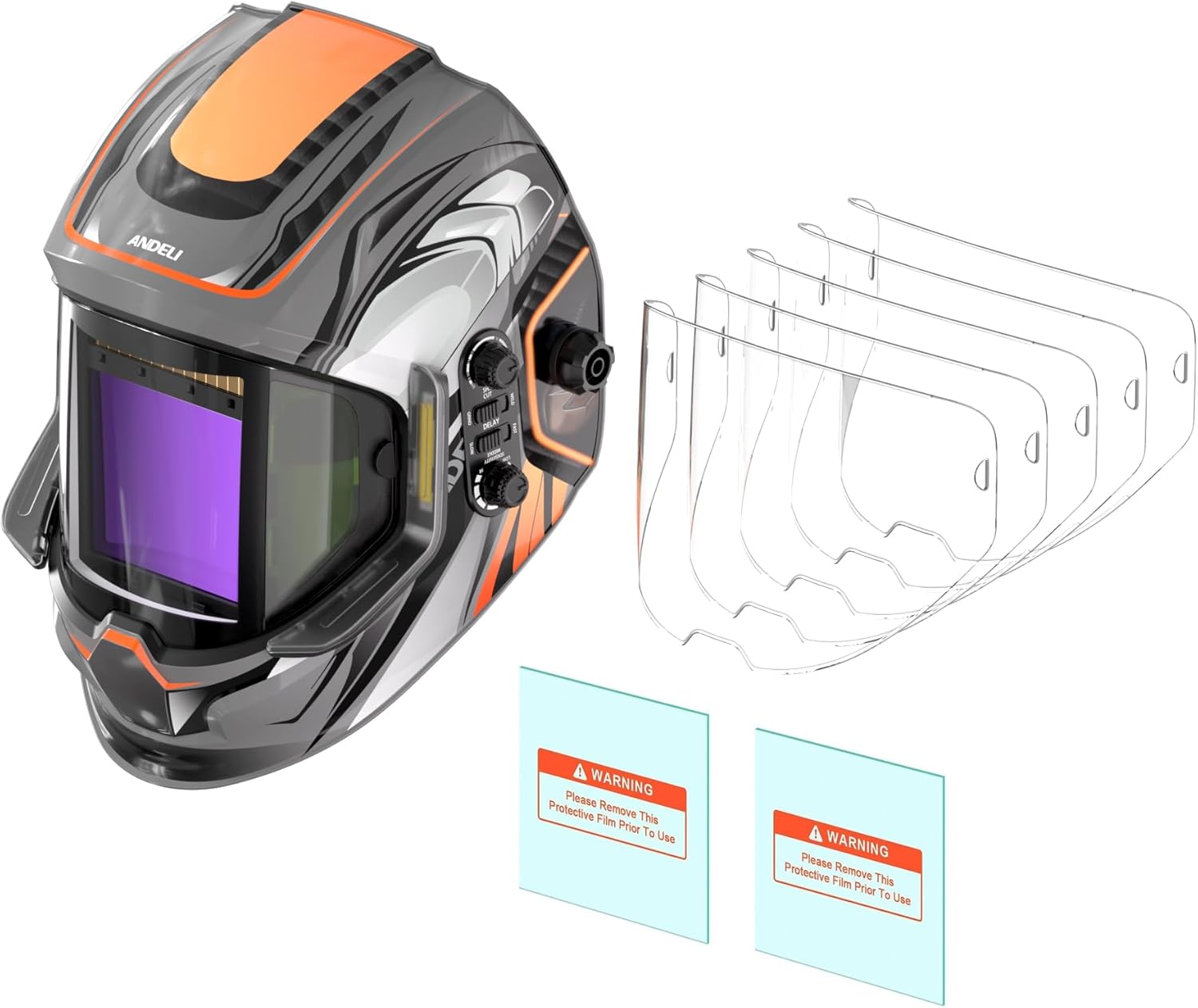 ANDELI Panoramic 180° View 3.94"X3.74", True Color Auto Darkening Welding Helmet with Light and Replacement Lens