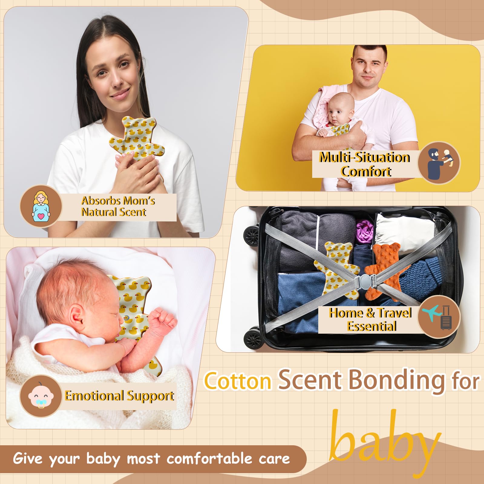 Okueejur 2 Packs Scent Bonding NICU Bonding Bear Infant or Preemie Helps with NICU Separated from Caregivers NICU Gifts Nicu Baby Essentials - Image 4