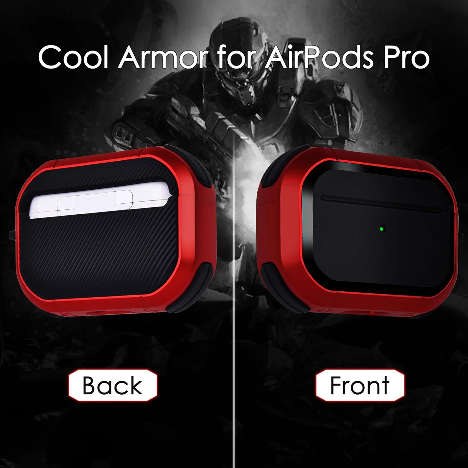 Special Upgraded Armor for Airpod Pro Case, CAGOS Shockproof AirPods Pro Cover Cool iPod Pro Case Designed for Apple Air Pod Wireless Pro Cases for Men Women (Red)