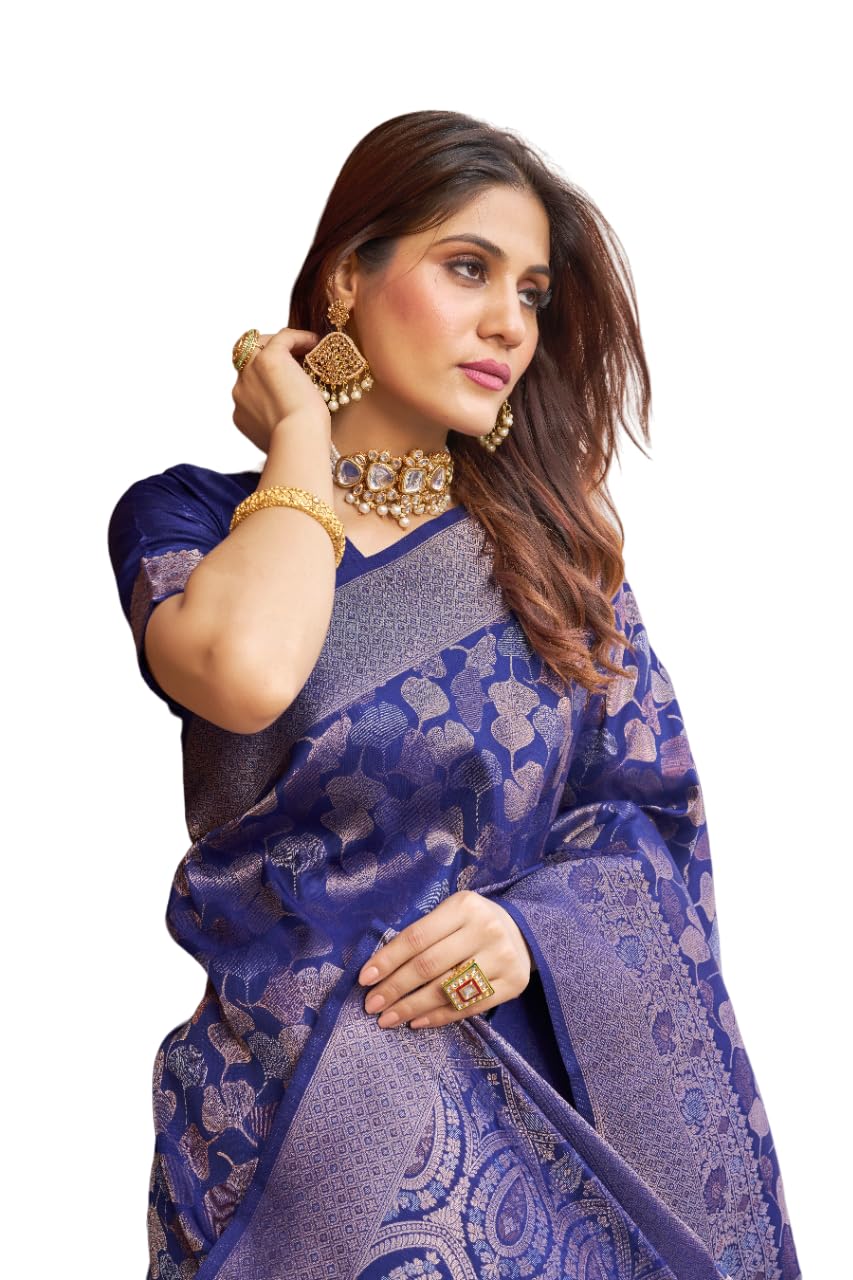 SWORNOF Womens Kanjivaram Silk Saree with Zari Woven Saree With Blouse Piece SWORNOF Womens Kanjivaram Silk Saree with Zari Woven Saree With Blouse Piece