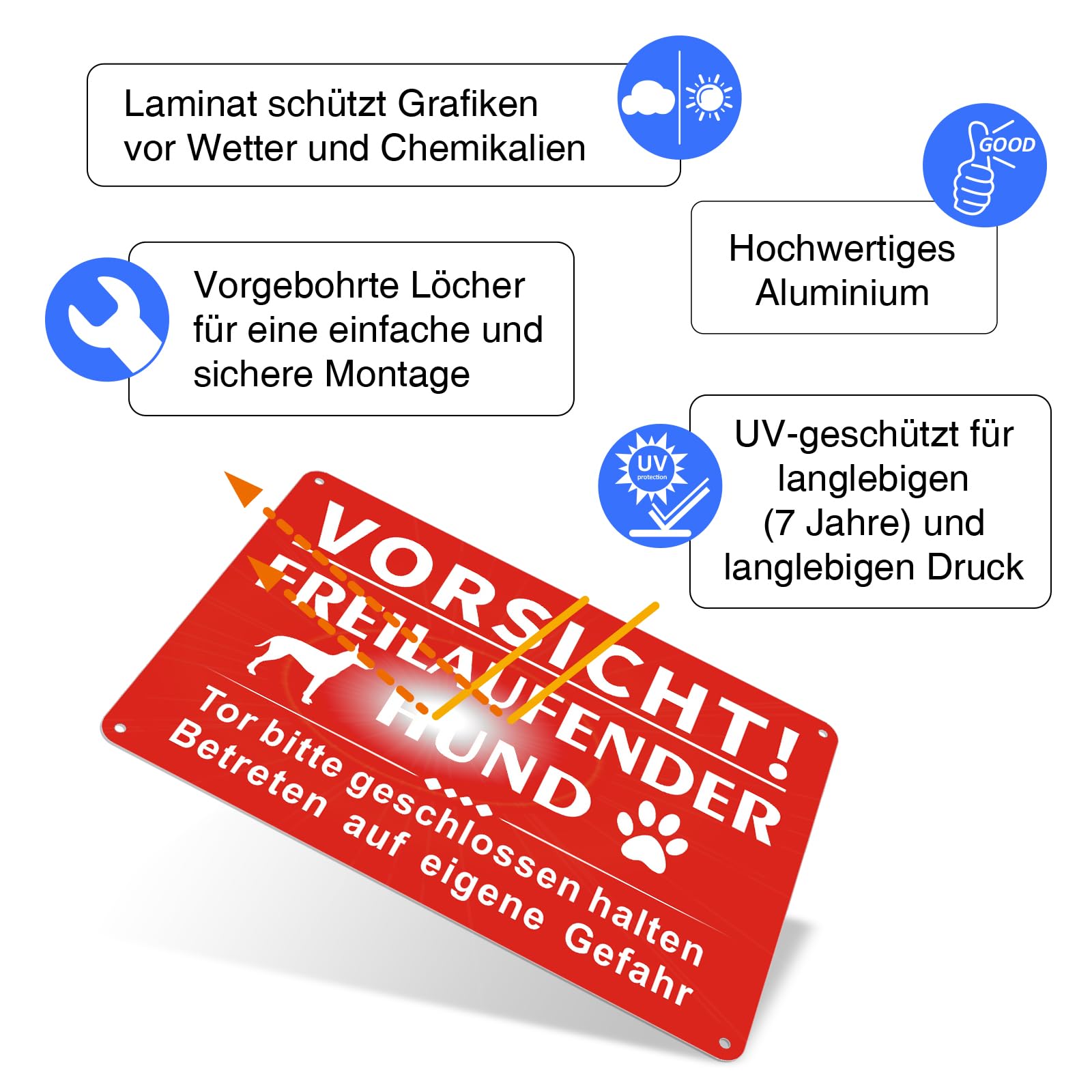 2 Stück Warnschilder "Vorsicht Hund" & "Videoüberwachung" – Reflektierendes Aluminium, 25x18 Cm, Wetterfest Für Garten & Haus