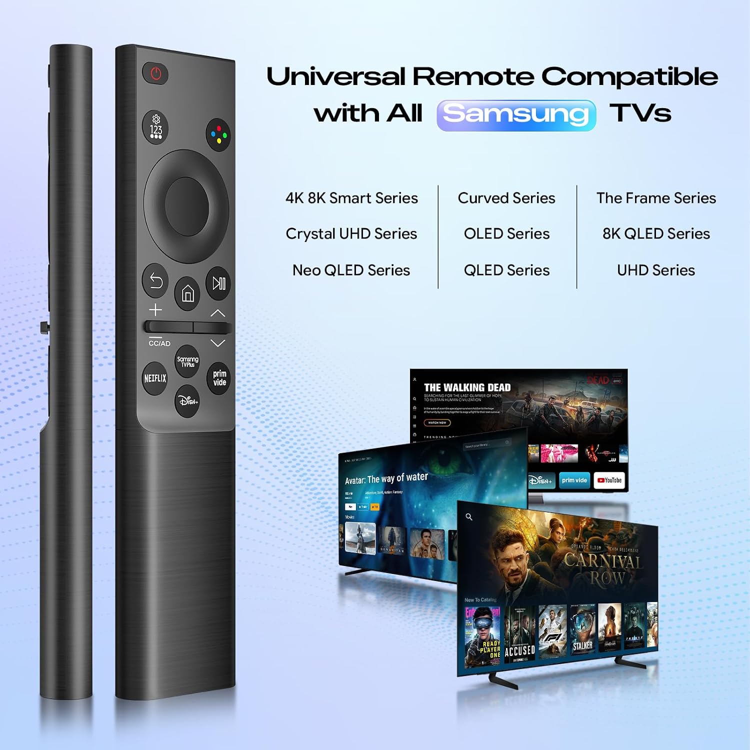 【Pack of 2】 Universal for Samsung TV Remote, Compatible with Samsung Remote Control for Smart TV, BN59-01388A Replacement for CU7000/DU7200, for 2015-2026 Crystal UHD Frame QLED LED HDTV Series TVs