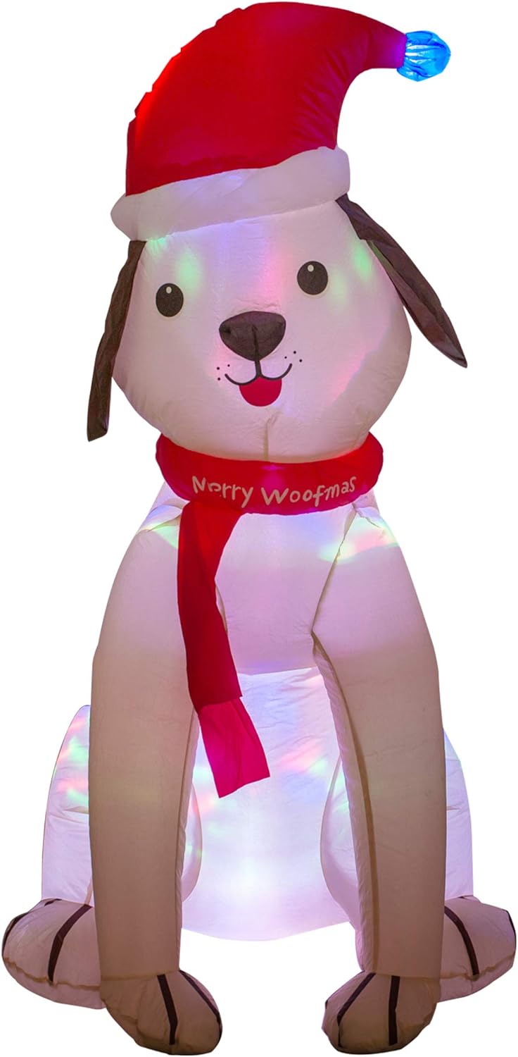 4ft Inflatable Wiener Dog with LED Lights - Outdoor/Indoor Christmas Decoration for Yard, Lawn, Home - Blow Up Puppy Dog Holiday Decoration - Image 4
