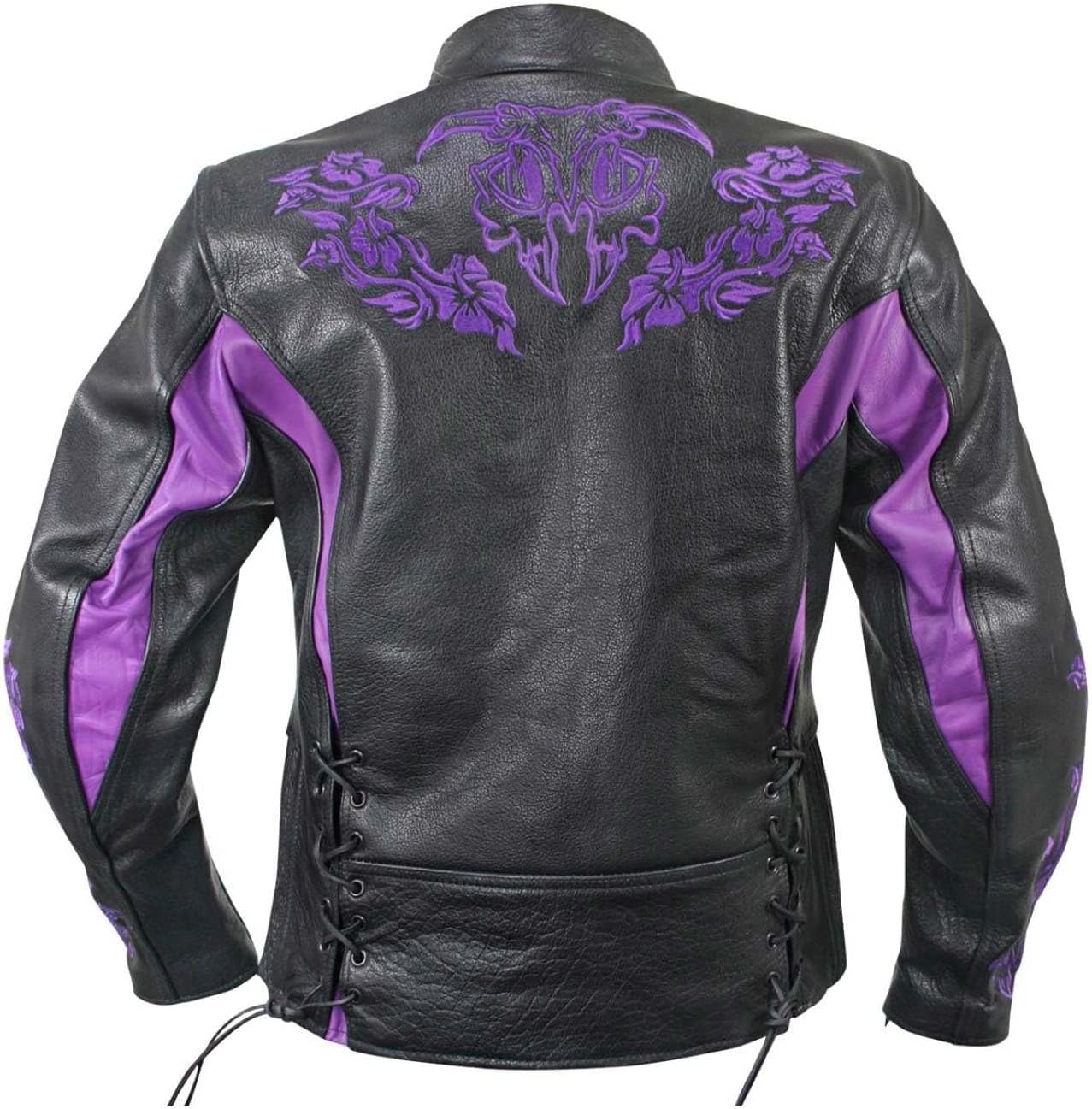 Milwaukee Leather LKL27002 Women's Premium Black and Purple Leather Embroidered Jacket with CE Armor Protection - Large - Image 2