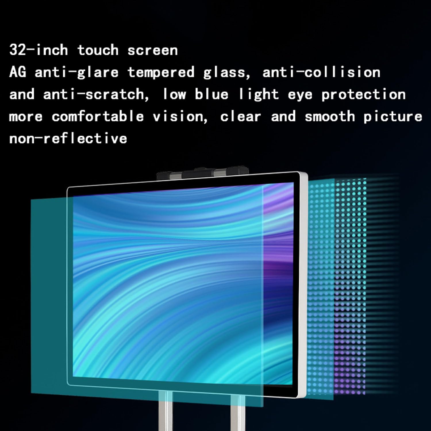 Macchina per Karaoke Portatile, Altoparlante PA Portatile Bluetooth da 32" con 2 microfoni Wireless, Schermo Touch Intelligente antiriflesso, Altoparlante LED a Colori