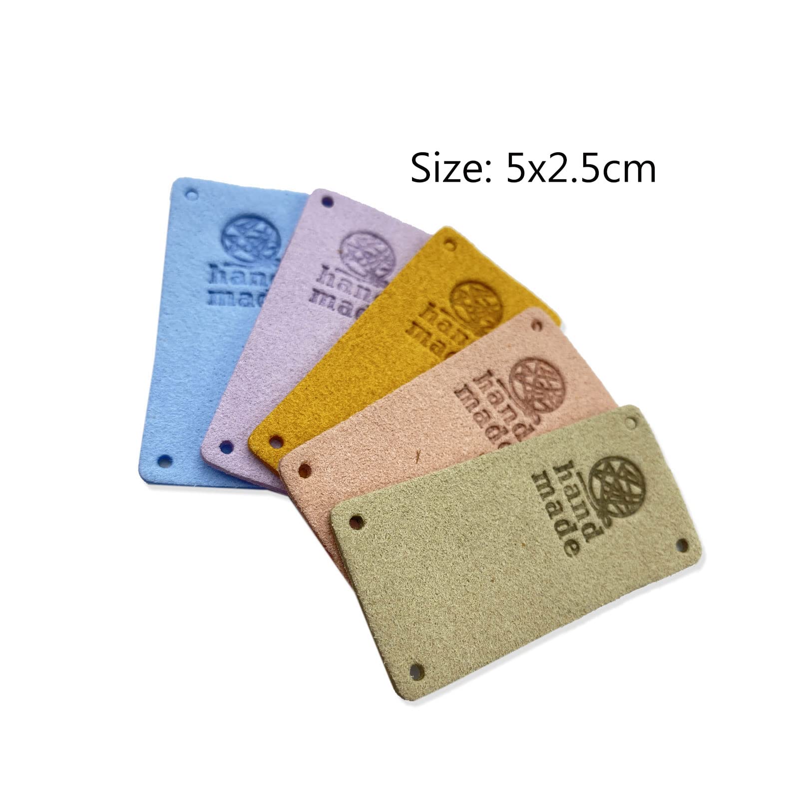WiYould 40 Pcs PU Leather Label Faux Leather Handmade Sew on Tag Label Handmade Embossed Tag Embellishment Crochet Knit DIY Jeans Bags Shoes Hat Apparel Accessories(Yarnball 10C-R) - Image 3