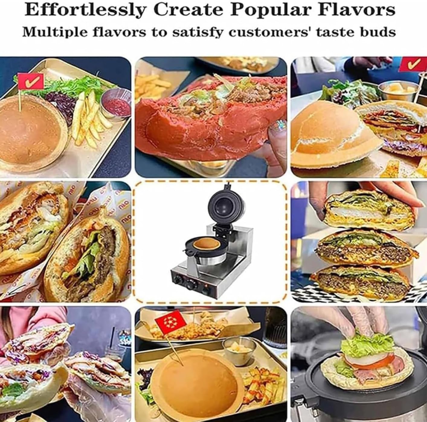 Máquina eléctrica para hacer hamburguesas con placas antiadherentes y gofrera con temporizador para uso doméstico y comercial,Single