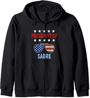 Funny Sabre Fencing Accessories - USA Flag Sabre Saying Zip Hoodie