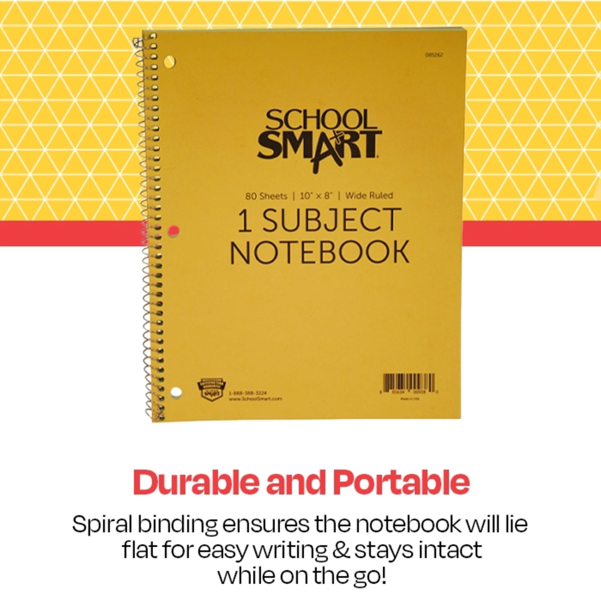 School Smart - Quaderno a righe non perforato, 1 soggetto, 20 x 20 cm