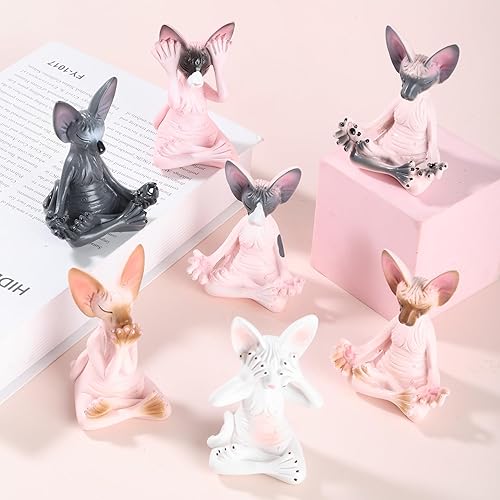 Miniatura 2 de UITWMKTG Paquete de 2 estatuas de gato Sphynx, decoración moderna para el hogar, sala de yoga, estante, escultura de oficina, sala de estar,