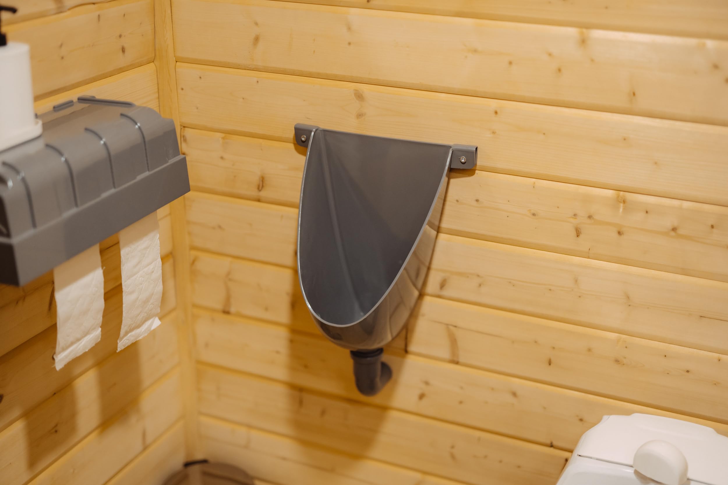 Urinal Urinalbecken Pissoir Wandurinal Wandpissoir Kunststoff PVC, einfach und wasserlos mit Abflussrohr und 2 Edelstahlschrauben für Camping Garten Keller Baustelle WC, Made in Europe