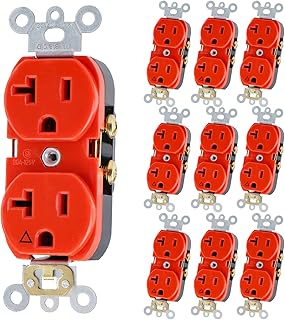 Wengart Hospital Grade Outlet,10Pack,Duplex Receptacle,125V 20Amp,Isolated Ground,Orange