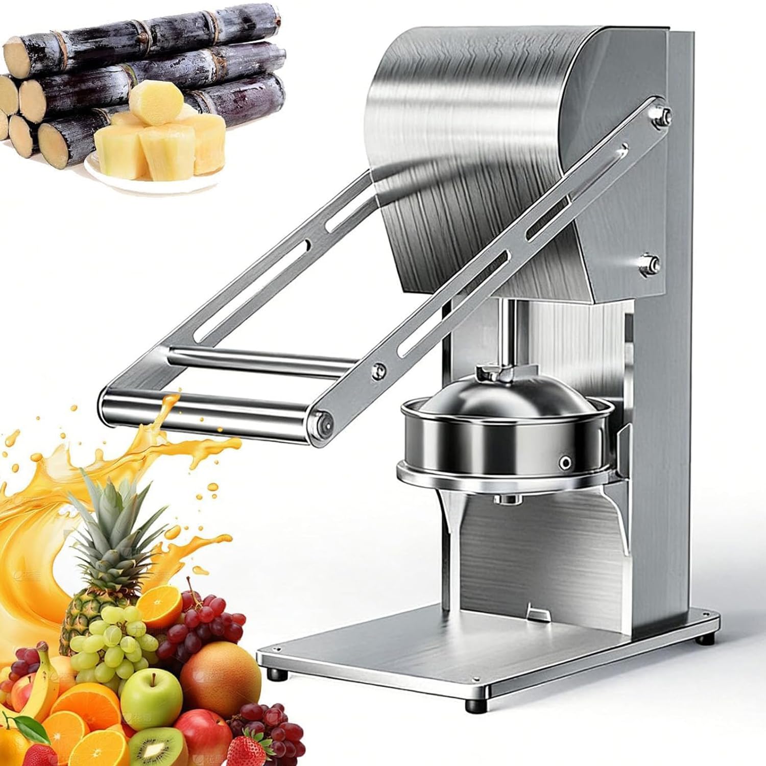 Máquina exprimidora de prensa manual, acero inoxidable, 99.9% de rendimiento de jugo, base antideslizante, exprimidor de encimera resistente para jugo de naranja y limón