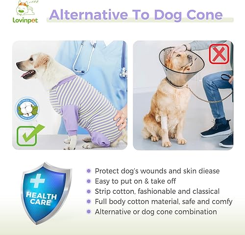 Miniatura 5 de LovinPet Traje de recuperación de cirugía para perros, traje profesional de recuperación para perros grandes, ropa quirúrgica para heridas