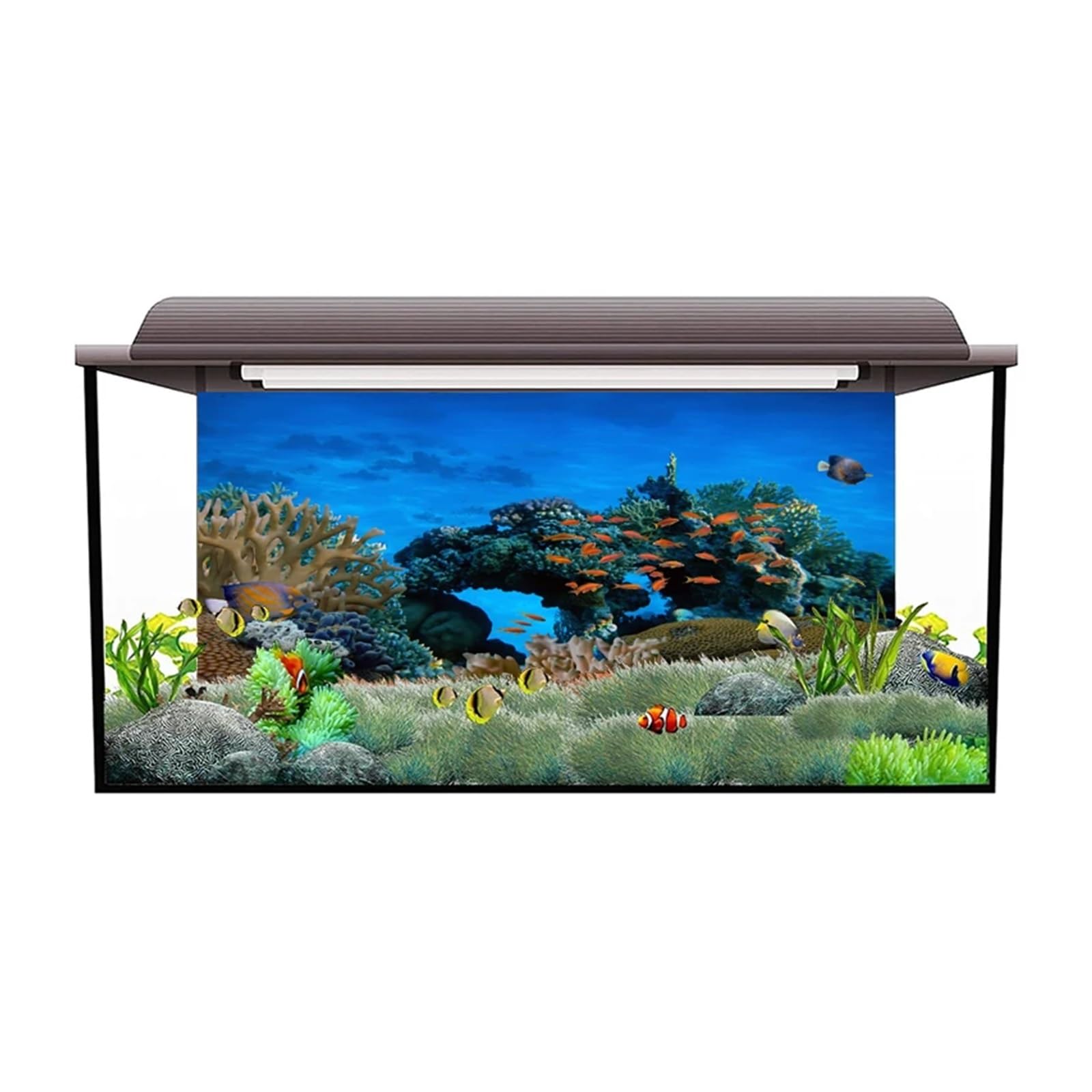 Poster Aquarium Autocollant de Fond d'aquarium, Affiche Corail sous-Marin Bleu, décoration, Papier Peint Autocollant, arrière-Plan(54x122cm)