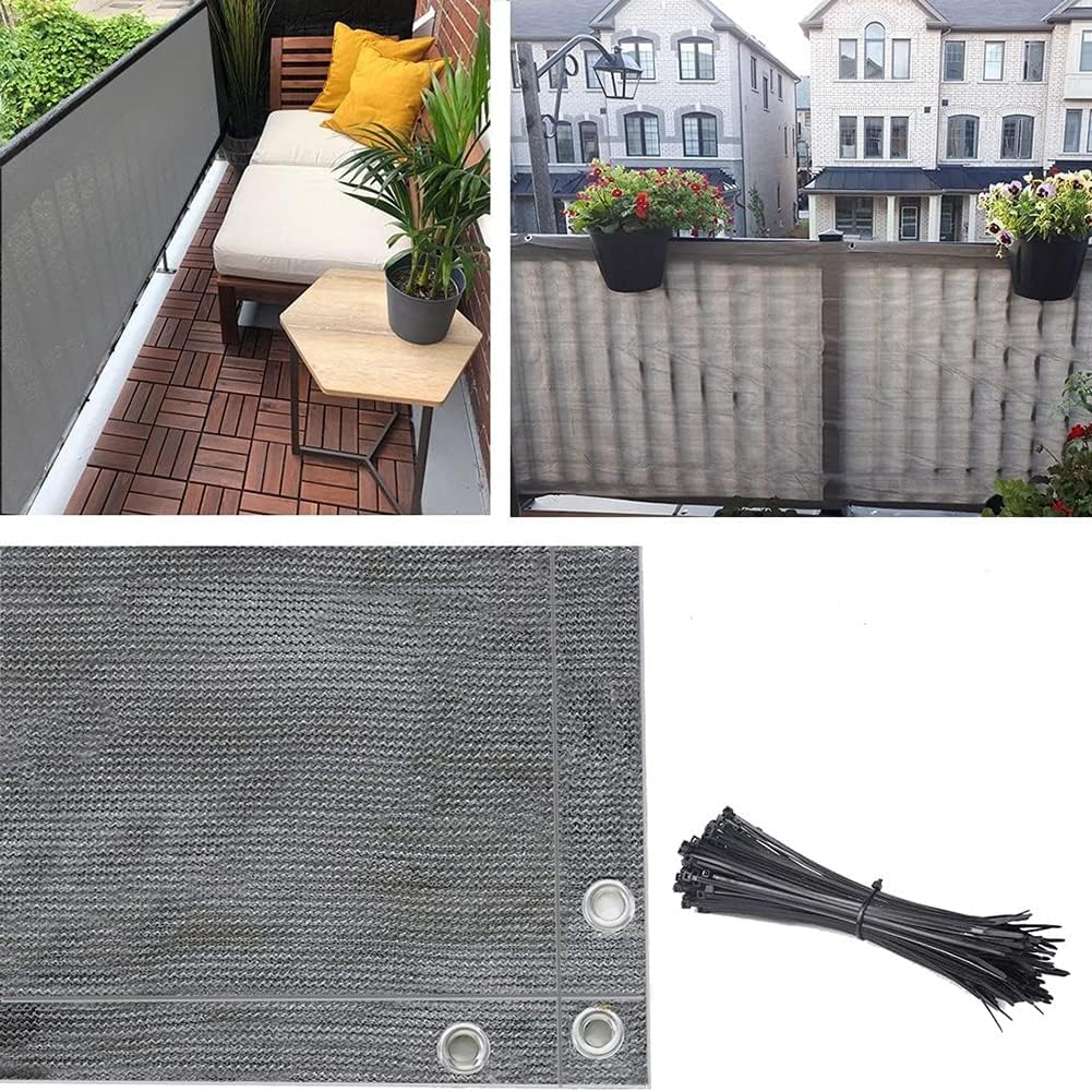 Etlegor Balcony Privacy Screen Fence, Windscreen Cover with Grommets Fabric Shade Netting Mesh Cloth for Patio, Backyard, Porch, Railing Shield 90% Blockage, Cable Zip Ties Included
