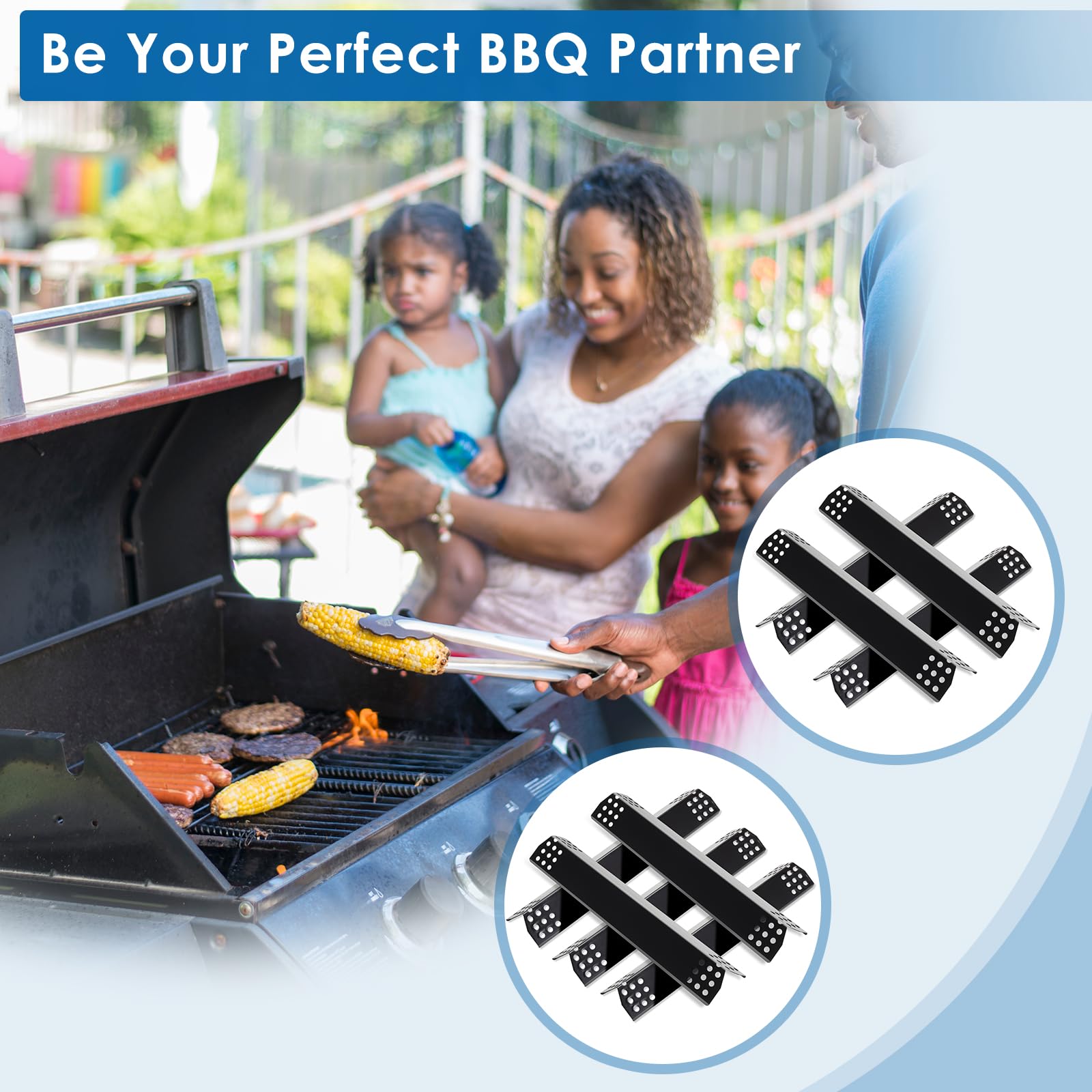 SafBbcue Heat Plates for Jenn Air 720-0709 720-0733A 720-0745B Grill Parts, Kitchenaid 720 Grill Parts 720-0745B 720-0733 720-0745 720-0893, Nexgrill 720-0733 720-0727 Porcelain-Enameled Heat Shield