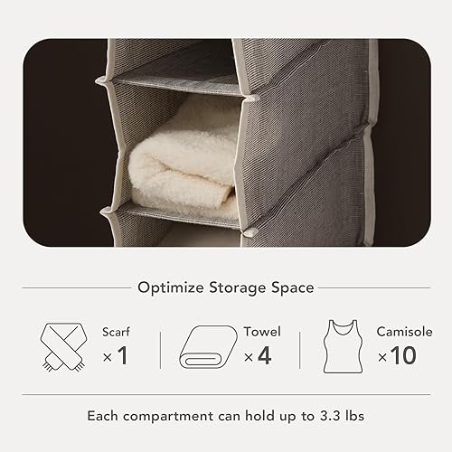 Miniatura 4 de GUDEE ALFIO - Organizador colgante de armario, estantes colgantes plegables con doble ganchos resistentes para almacenamiento, 10 ventanas abiertas