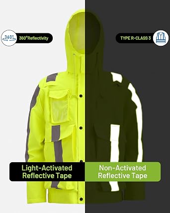 Oumurs Men's Motorcycle Rain Suit Waterproof Jacket & Pants with Reflective Strips, Breathable Mesh Lining Riding Raincoat