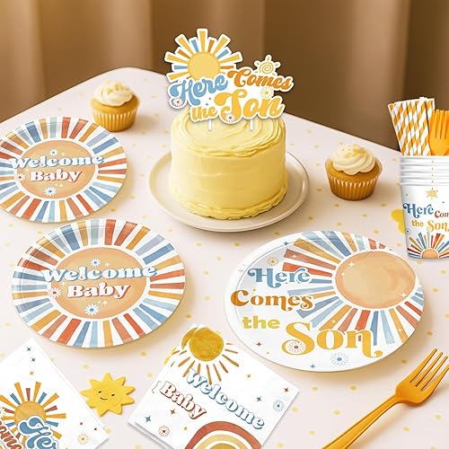 Miniatura 5 de Here Comes The Son - Decoración para baby shower, decoración retro con temática de sol y sol, decoración de baby shower para niños, decoración de