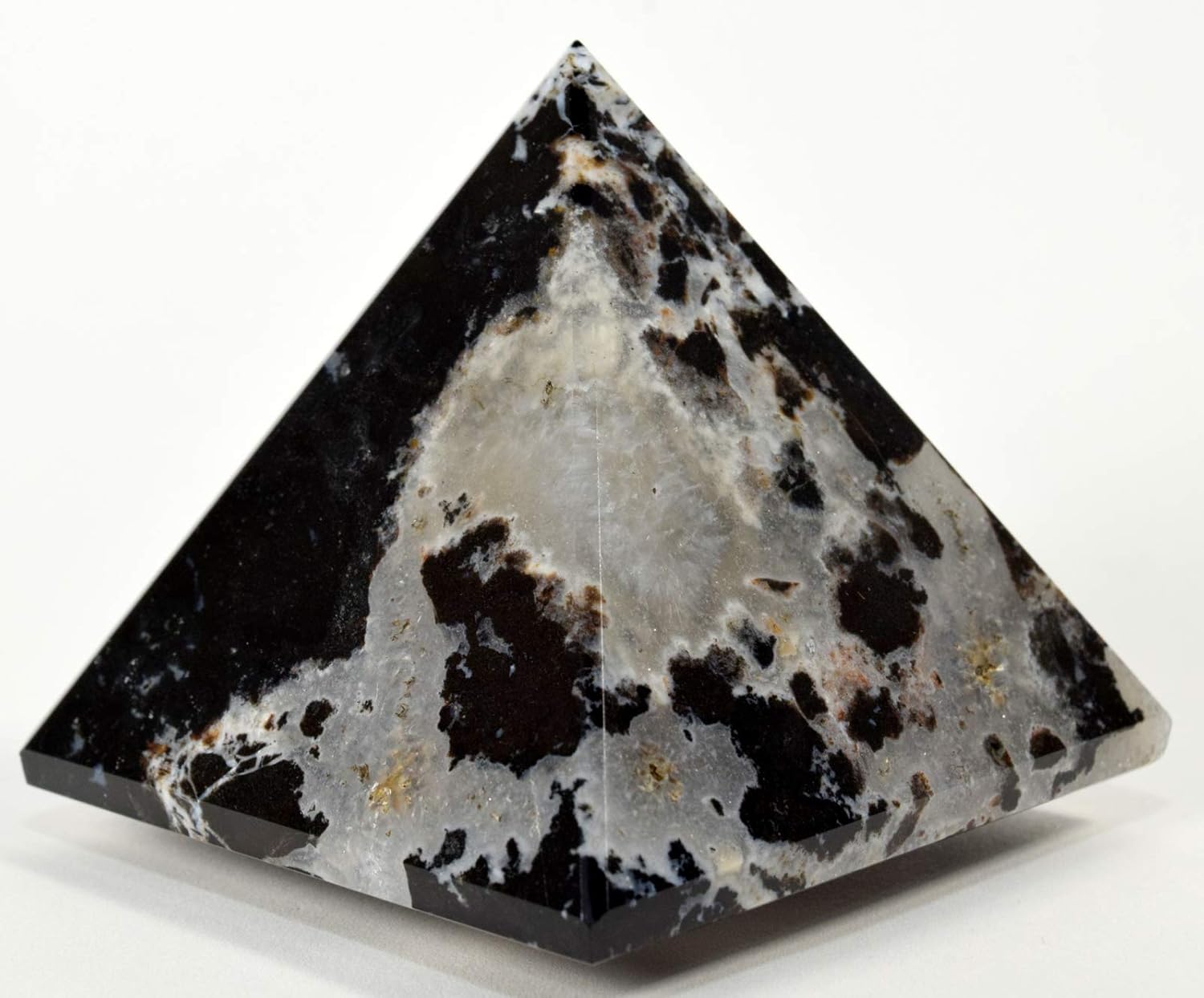 HQRP 73mm 365g Black Blue Agate w/Sparkling Quartz Pyramid Polished Natural Gemstone Crystal Mineral Specimen - India + One Polished Clear Quartz Cabochon