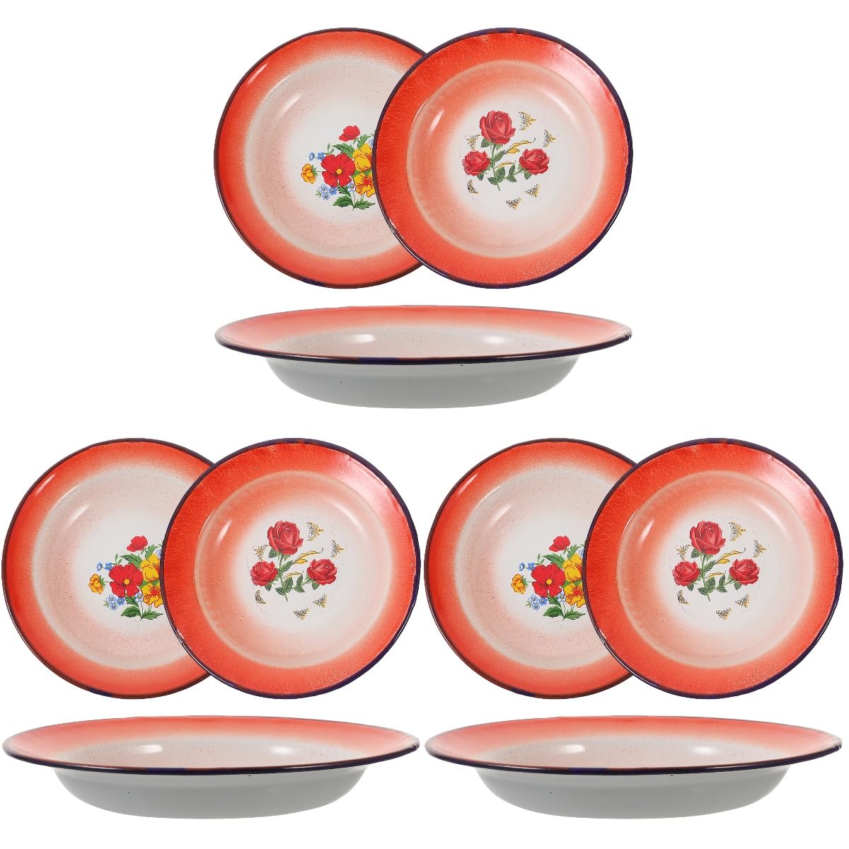 Plato De Esmalte Retro Vintage - 30 Cm - Para Servir Frutas, Aperitivos O Postres - Decorativo Y Práctico - Color Blanco