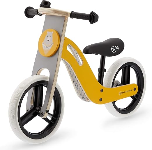 Kinderkraft Wooden Balance Bike UNIQ, Lightweight Bicycle, Easy Transport, 12 inches Wheels