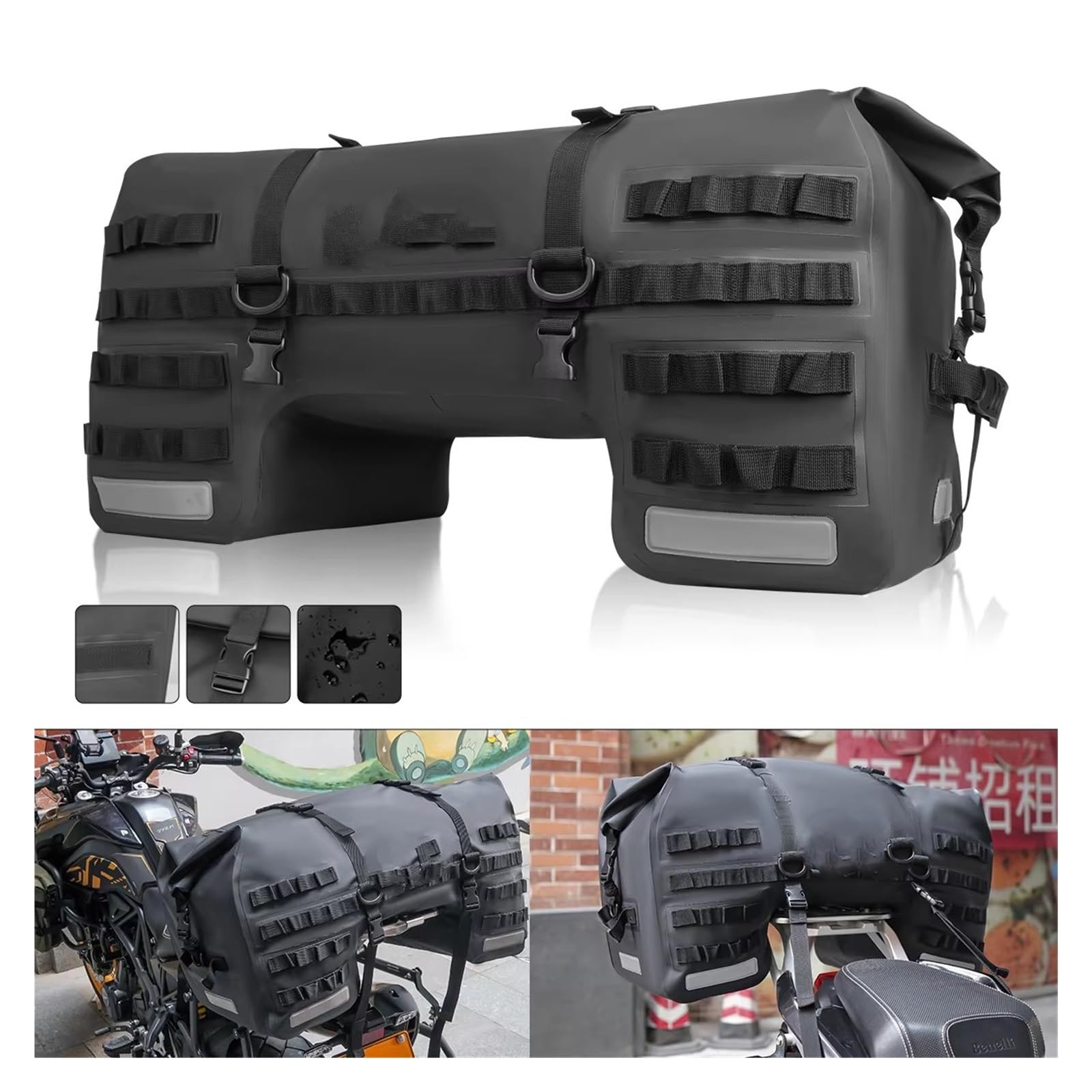 Borsa Bagagli Borsa Sedile Posteriore Moto Impermeabile Per Bagagli Viaggio Casco Equitazione Per Powersports 80 Litri