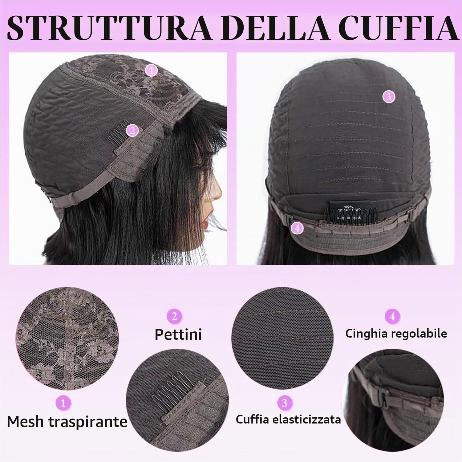 Parrucca Donna Capelli Veri Umani Straight Human Hair Wigs With Bangs No Lace Front Wig Human Hair Nera Parrucca Donna Diritta Con Frangia 12 Pollici