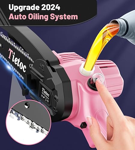 Miniatura 3 de Tietoc Mini Motosierra de 6 Pulgadas con 2 Baterías, Sierra Eléctrica, Rellenos de Media Regalos de Cumpleaños de Navidad Presente para Mujeres Mamá