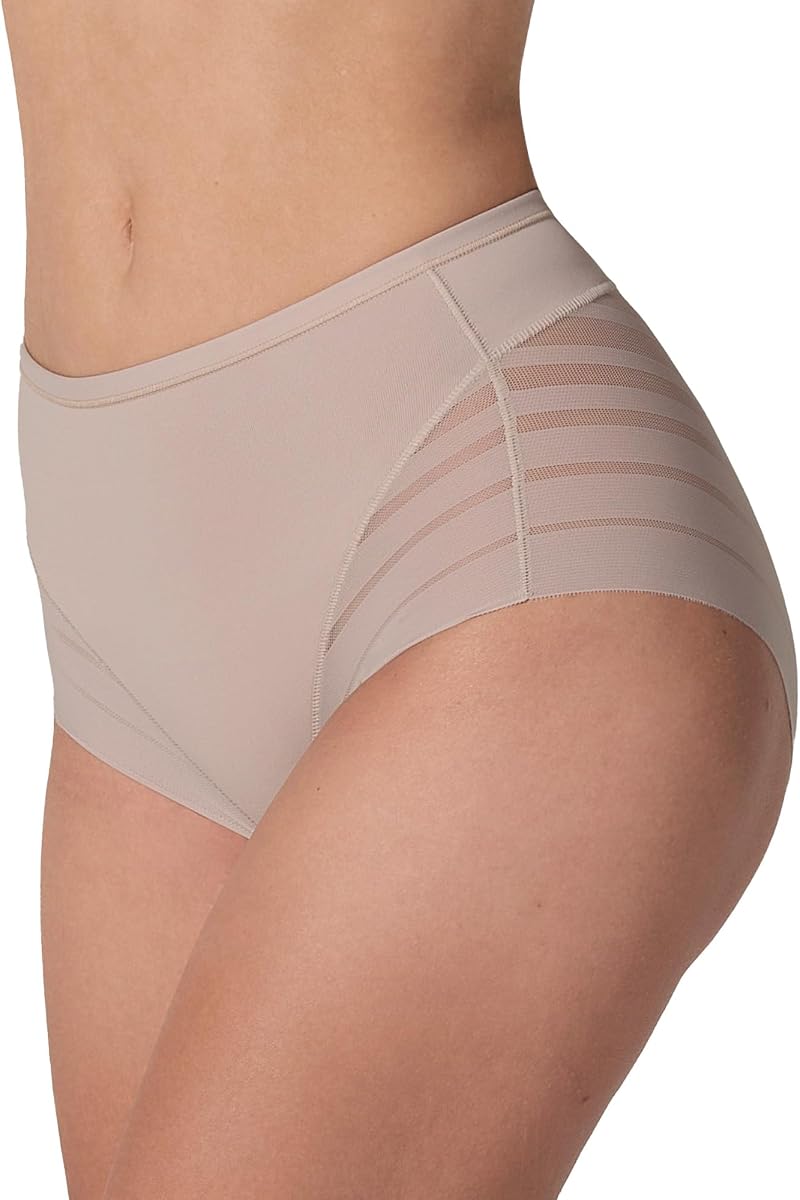 Leonisa High Waisted Invisible Tummy Control Shapewear for Women - Stripe Lace Ladies Underwear Panties