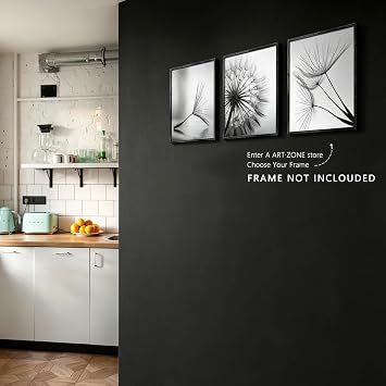 Black and White Wall Art Prints Posters Minimalist Decor, 8x10 Canvas Prints Unframed Set of 3, Plant Posters Aesthetic for Living Room